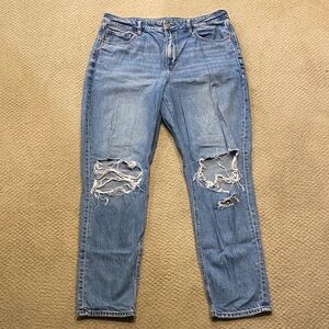 American Eagle Outfitters High Rise Ripped Jeans - Light Blue